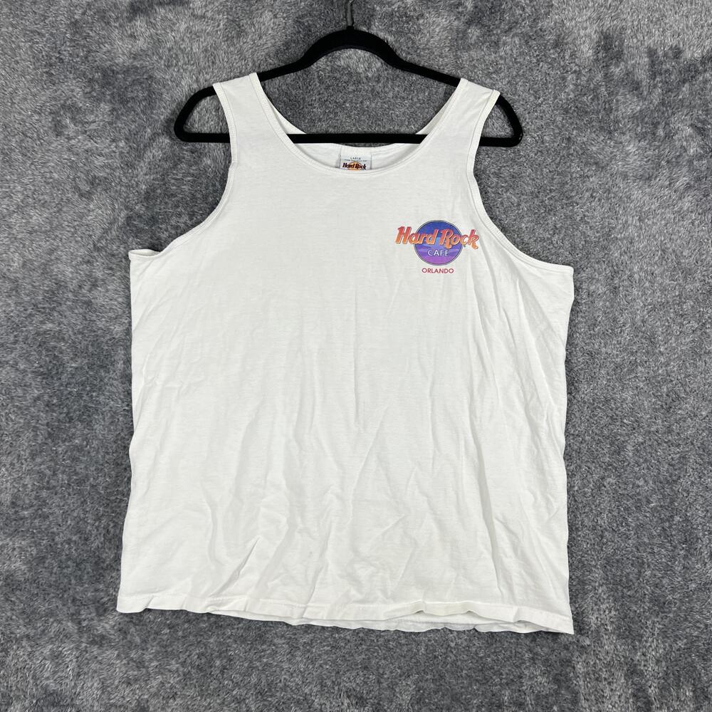 Hard Rock Cafe Shirt Mens L White Sleeveless Orlando Graphic Tank Cotton Logo